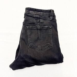 Good American Good Legs Crop Mini Boot Black267 Denim Jeans Raw Hem Size 8 / 29